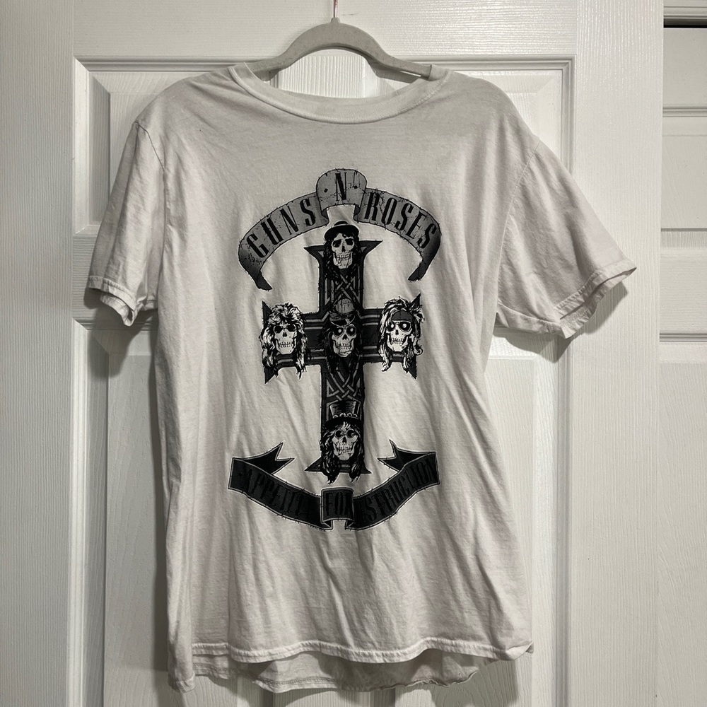 guns n’ roses band white t shirt